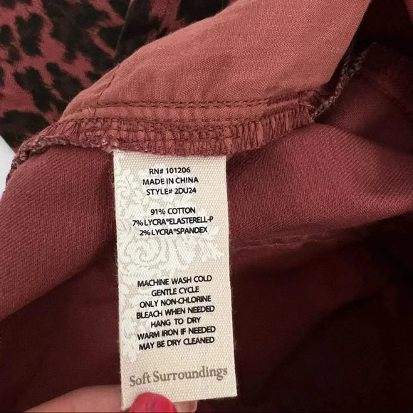 SOFT SURROUNDINGS Ultimate High Rise Leopard Skinny Ankle Jeans Red Size 6 NEW - Picture 12 of 13